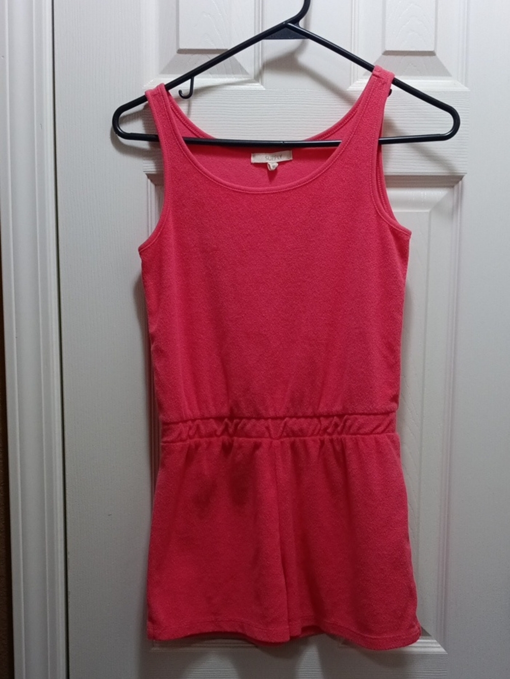 Z Supply Girls' Pink Sleeveless Terry Romper Dress with Elastic Waist